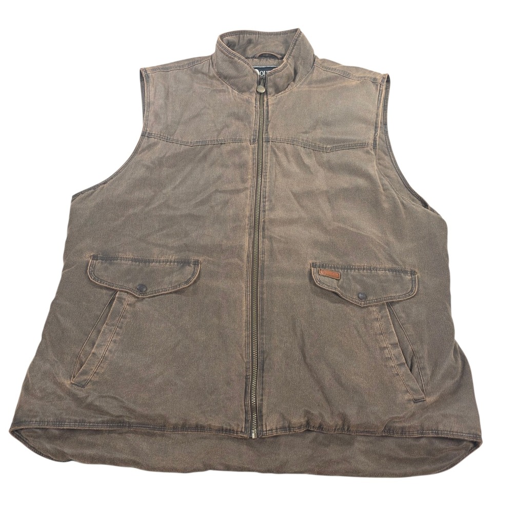 Outback Trading Co Landsman Fleece Lined Wax Canvas Vest Brown 3XL Mens